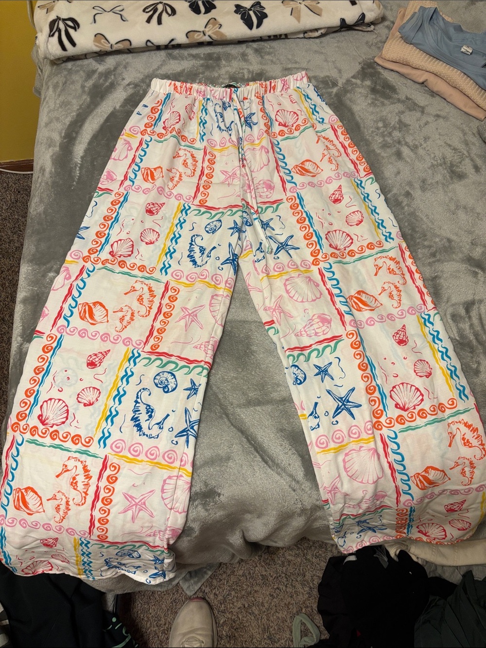 Sea Life Print Lounge Pants - White Multi